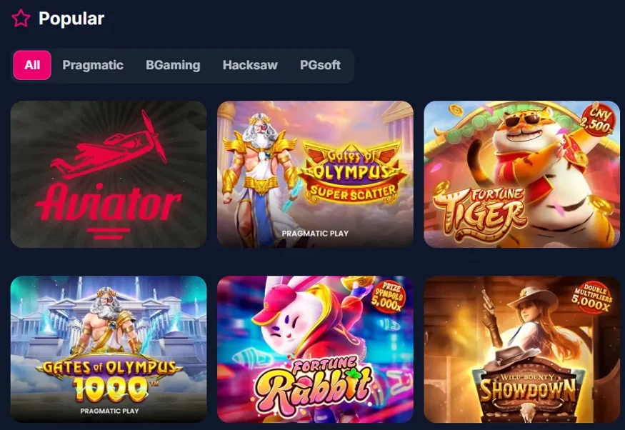 Juegos populares en Lukkly: Aviator, Gates of Olympus Super Scatter, Fortune Tiger, Gates of Olympus 1000, Fortune Rabbit y Showdown